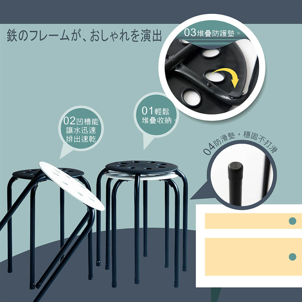 【MAMORU】熱銷4入_北歐風簡約霧面圓餅乾椅凳(凳子/高腳凳/便利凳/戶外椅