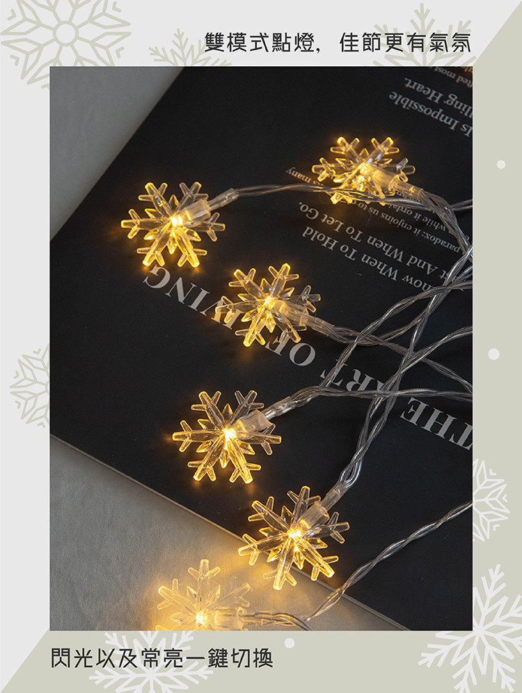 LED透明雪花造型燈串(1入)/聖誕佳節精細模組燈串