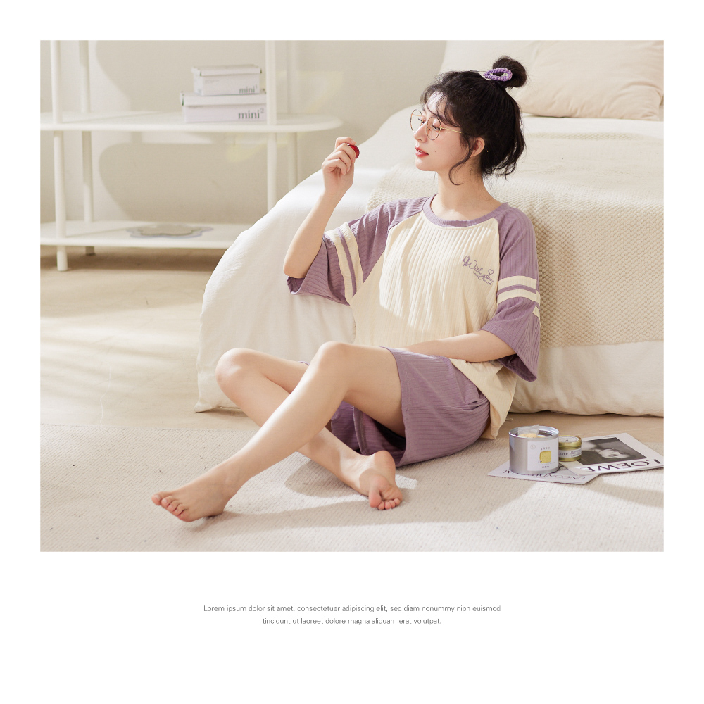 棉柔免穿Bra舒適鬆緊腰居家睡衣 4色可選 家居服 居家服