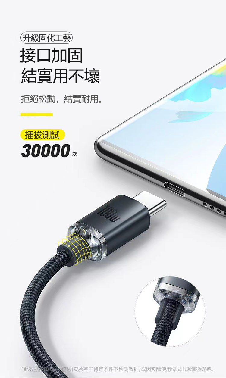 【倍思】晶耀100W快充線(120cm/200cm) 安卓充電線