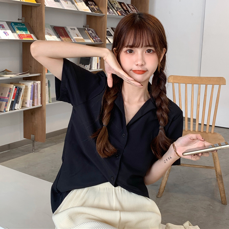 11色絕美版型西裝領寬鬆短袖襯衫 多色任選 修身百搭