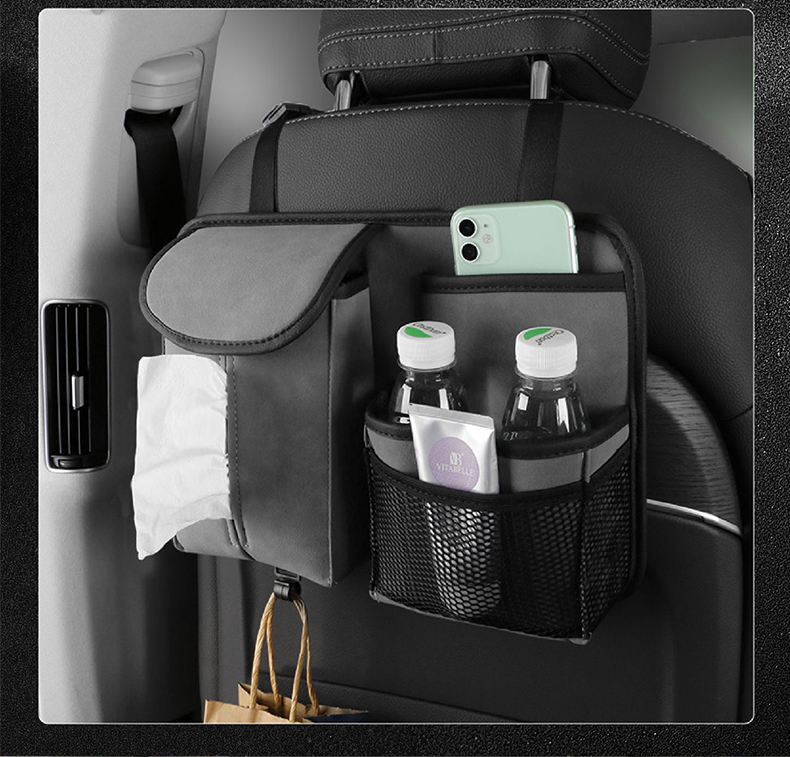 汽車羊巴皮椅背收納袋