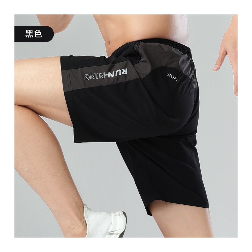 XL-4XL 輕量科技鬆緊腰慢跑速乾運動短褲 三色可選