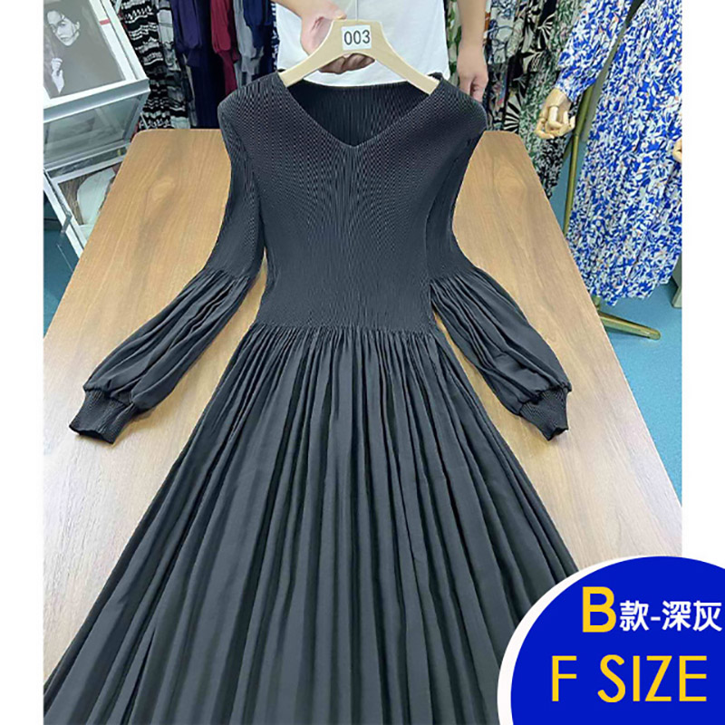 韓國新款長袖三宅風壓褶洋裝 多款任選 