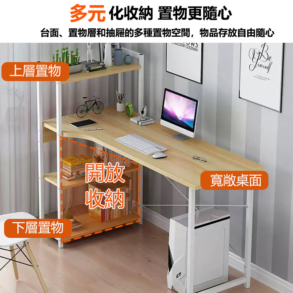 【E家工廠】120公分書桌 電腦桌 側櫃書桌 工作桌  338-KC（白橡木色）