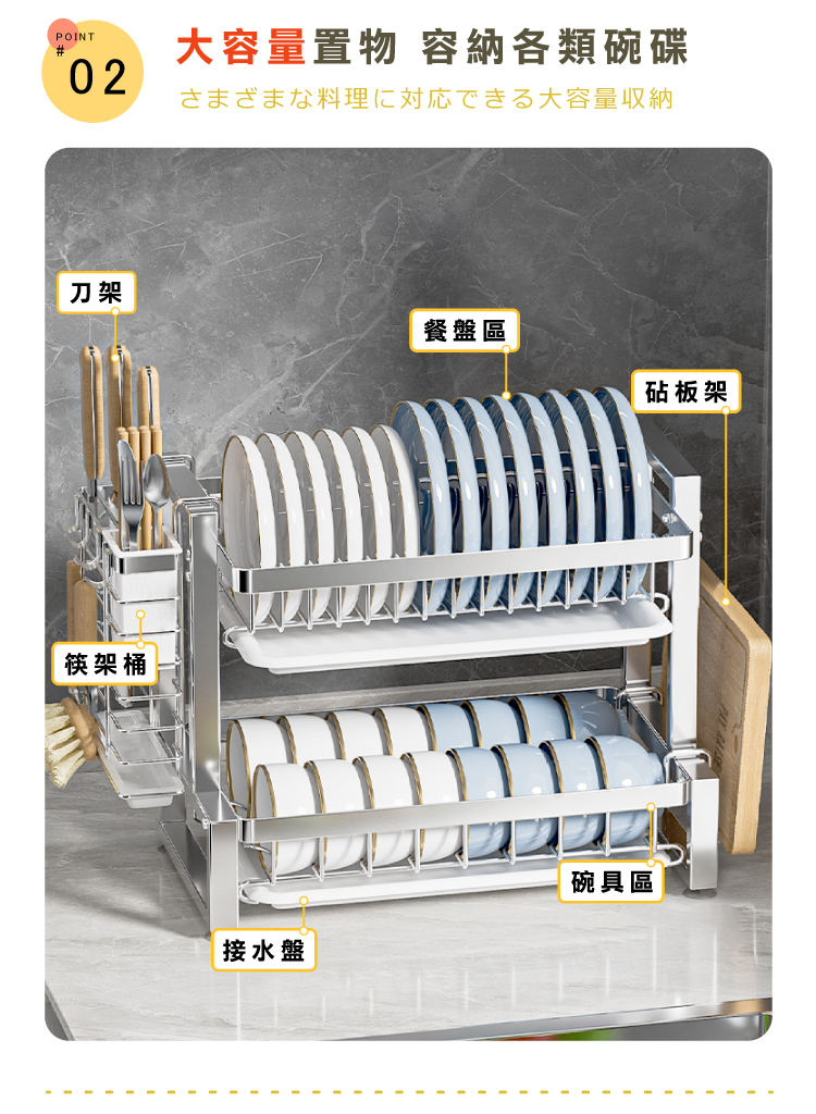【ANDYMAY2】樂廚碗碟瀝水置物架 OH-M110