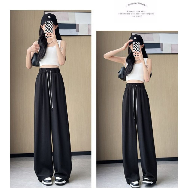 高腰冰絲奶芙闊腿長褲 吸濕速乾長褲 輕薄透氣長褲