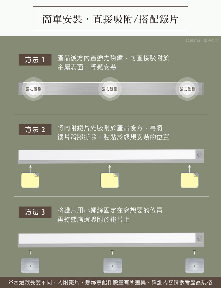 超薄大光源 USB充電磁吸式 特長LED感應燈(80cm)-自然光