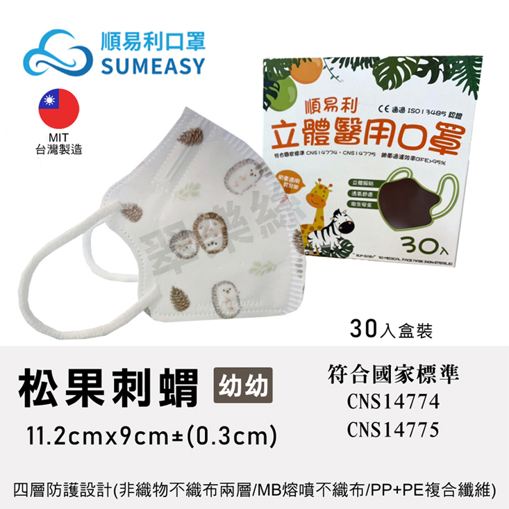 【順易利】3D立體醫用口罩 兒童/成人 (30片/盒)