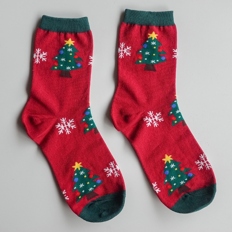 【凱美棉業】MIT台灣製 可愛純棉聖誕襪 耶誕襪 聖誕禮物 -聖誕撞色款