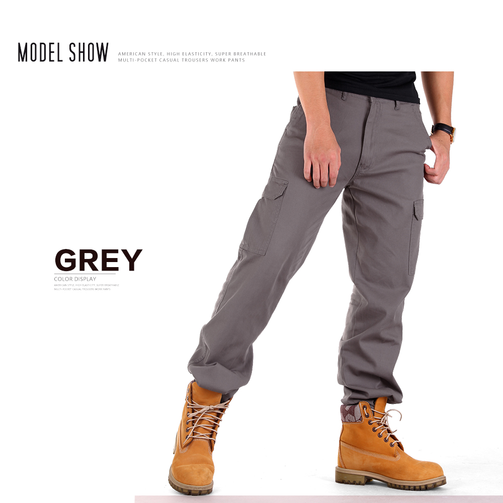 美式超彈性休閒長褲 透氣不悶工裝褲 工作褲 口袋褲 彈性褲 M-5L