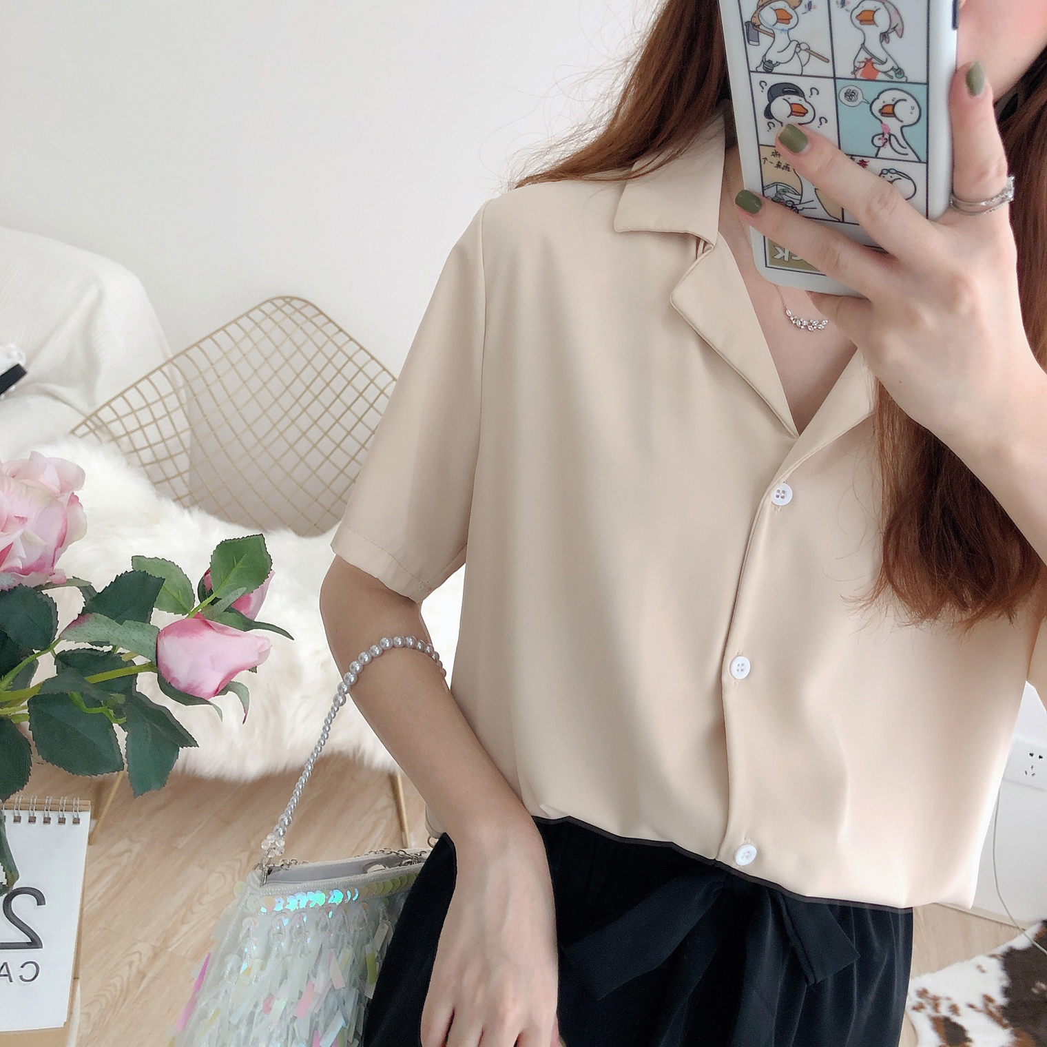 韓色系13色雪紡西裝領短袖襯衫 雪紡襯衫 雪紡上衣