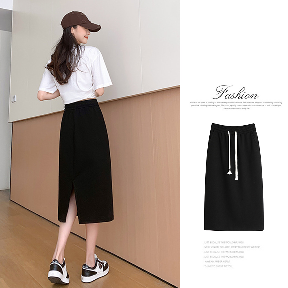 M-XL日韓氣質舒棉顯瘦休閒百搭棉裙 長裙 短裙 2款任選