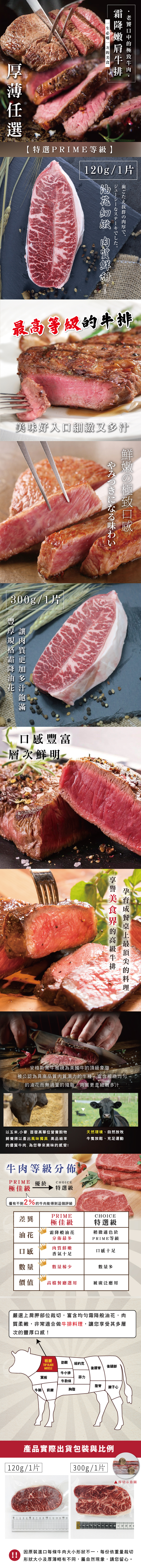 【欣明生鮮】美國PRIME濕式熟成嫩肩牛排 120g/300g