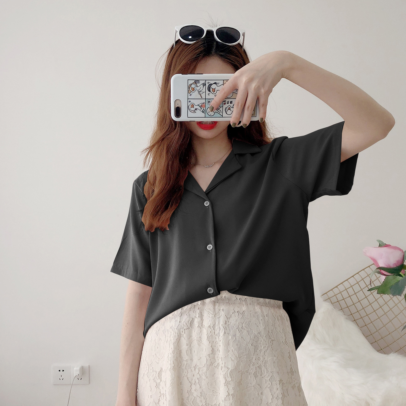 韓色系13色雪紡西裝領短袖襯衫 雪紡襯衫 雪紡上衣