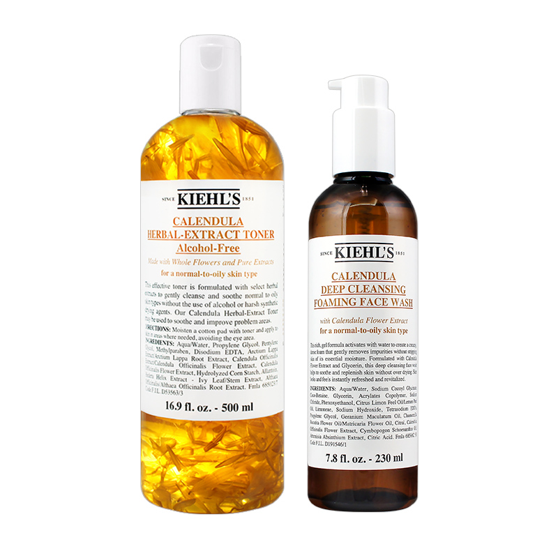 【KIEHLS契爾氏】金盞花植物精華潔面泡泡凝露230ml/化妝水500ml