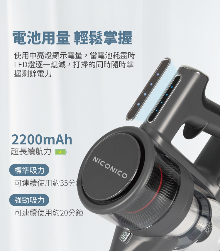 【NICONICO】強力旋風無線吸塵器(附充電收納架)NI-L2004