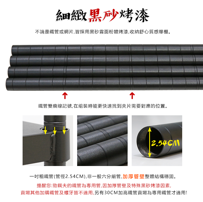       【居家cheaper】45X90X218CM 勁鋼夫超級耐重平面黑