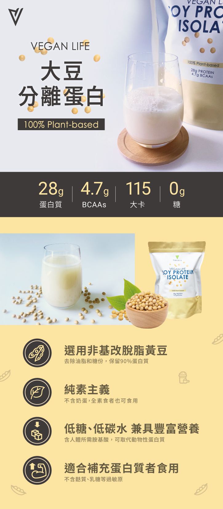 【Tryall】分離大豆蛋白1KG 加送隨身包(隨機) 高蛋白 乳清 植物蛋白