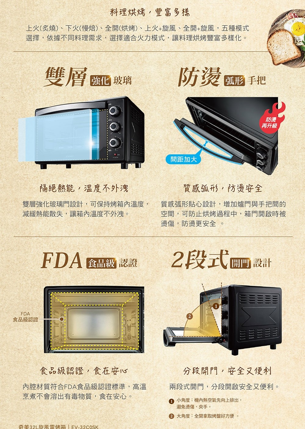 【CHIMEI奇美】32L旋風電烤箱 (EV-32C0SK)