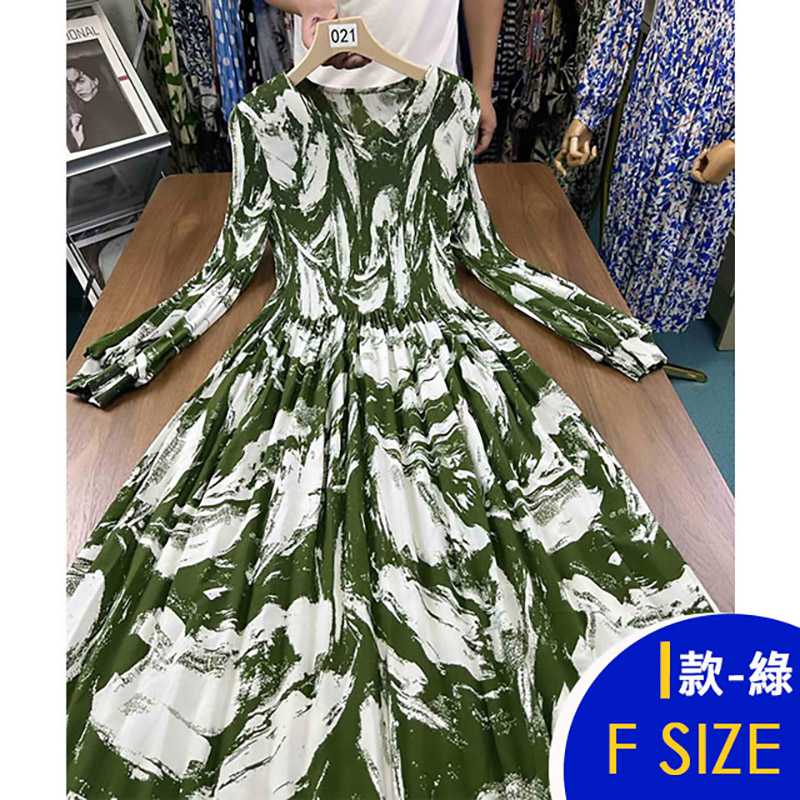 韓國新款長袖三宅風壓褶洋裝 多款任選 