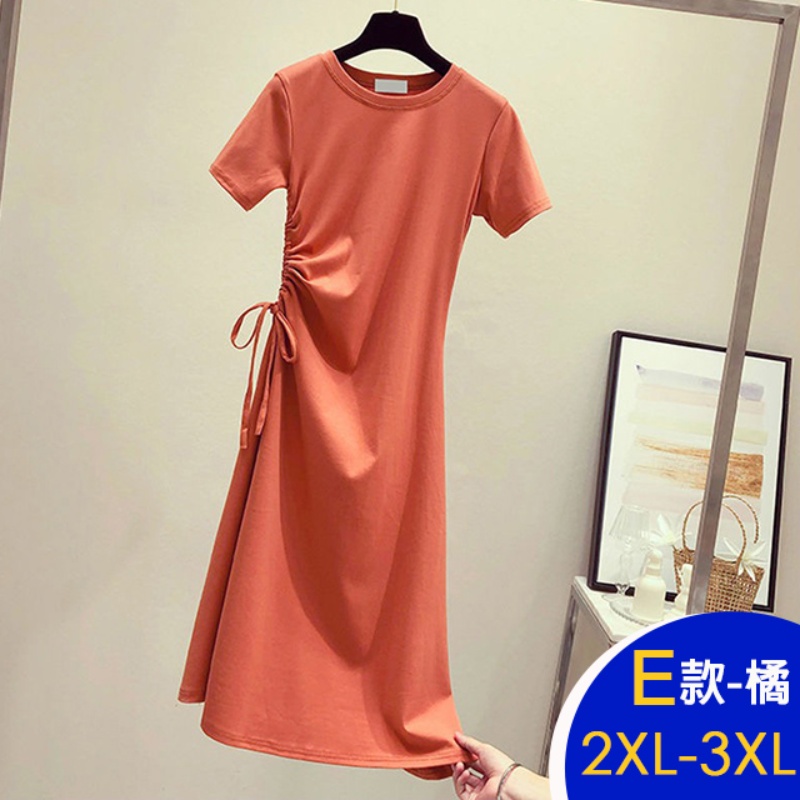 韓國時尚簡約修身顯瘦寬鬆中長洋裝 連身裙 L-4XL 多款任選