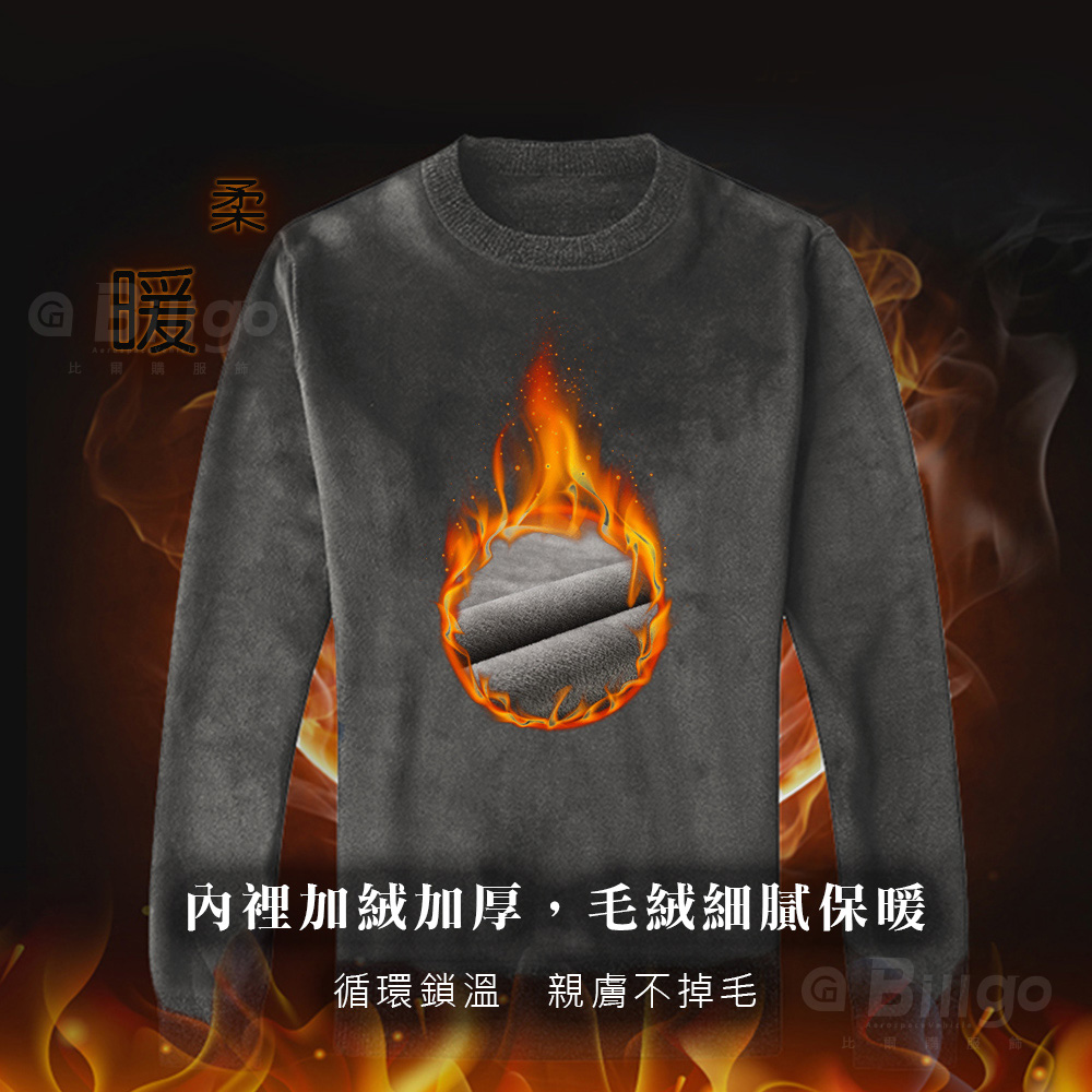 加厚刷毛雪尼爾毛衣圓領針織衫 L-4XL