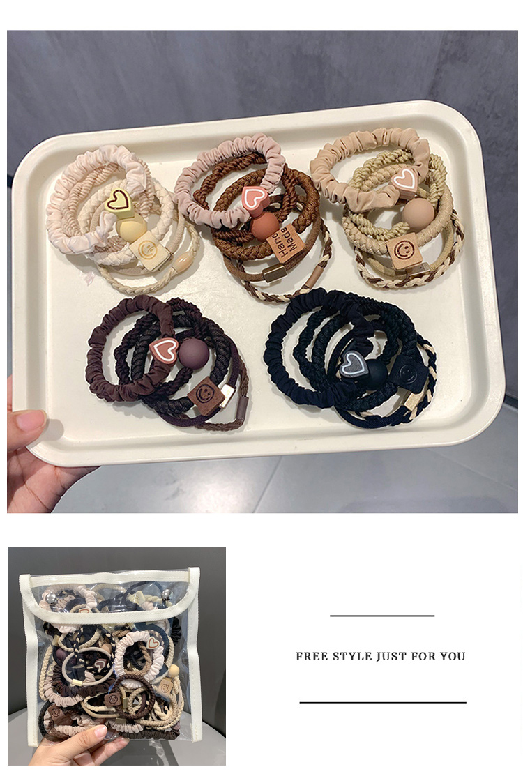 咖啡奶茶色高彈耐用髮圈組