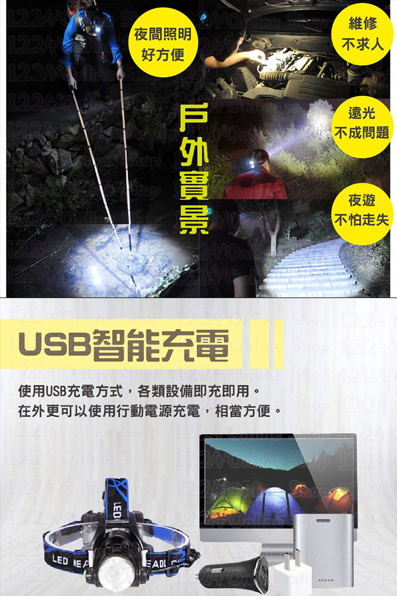 最新一代爆亮感應頭燈 USB充電 (送18650電池)