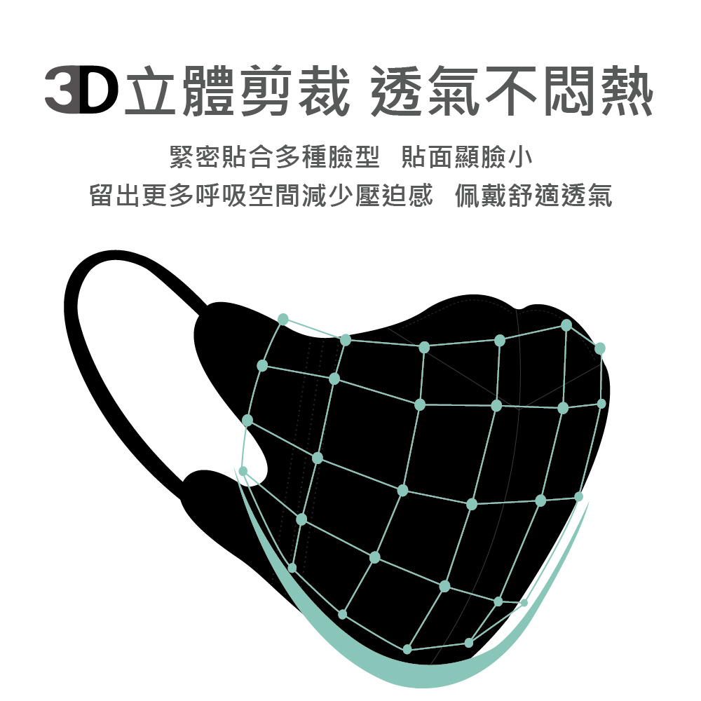 彩色成人3D立體防護口罩 (50片/盒)