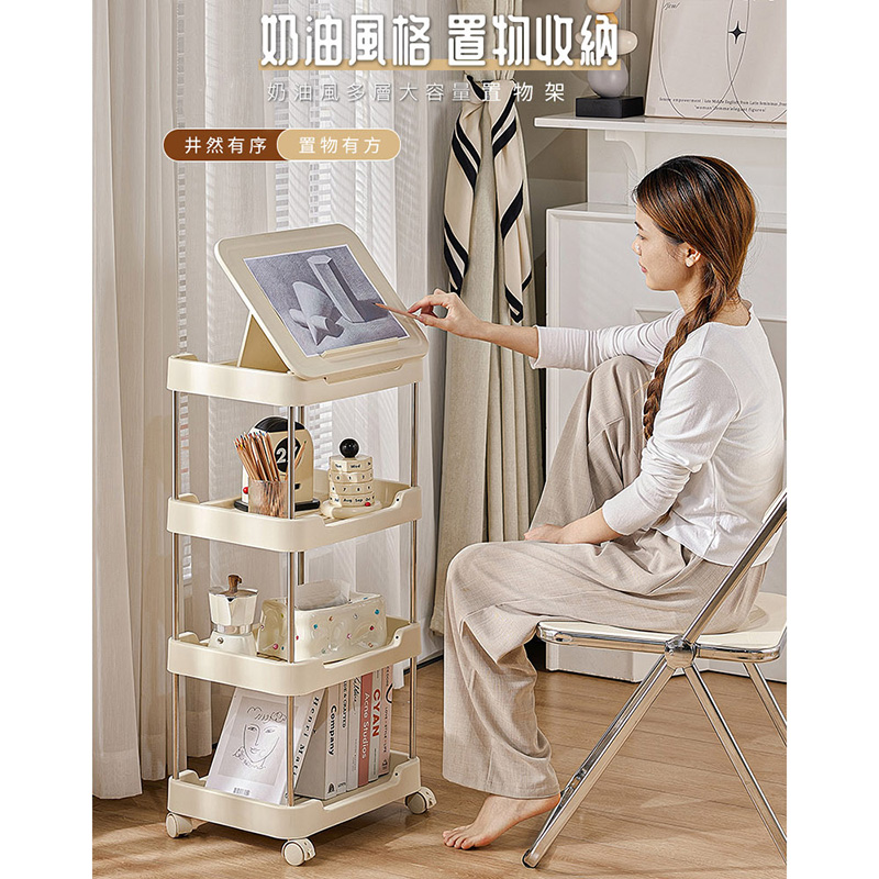 多功能三層附輪推車收納置物架(收納架 置物架 層架 推車) 