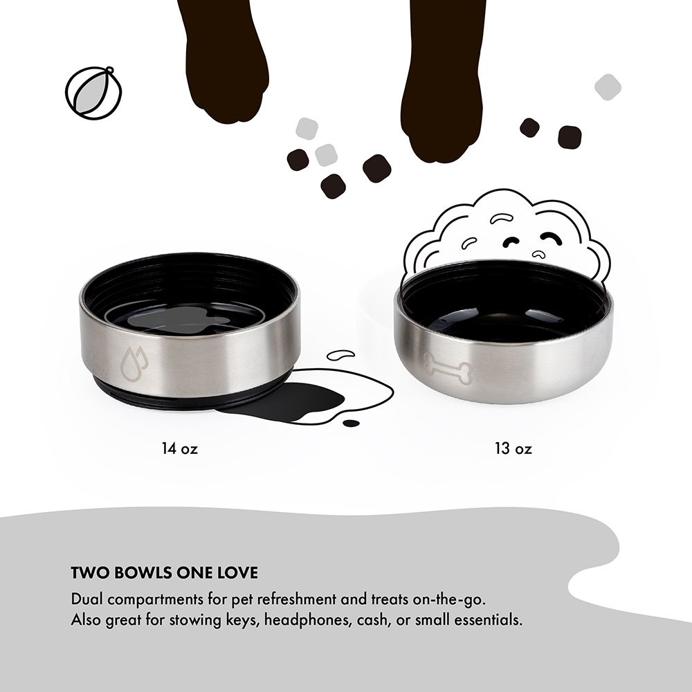 【GrandTies】1890ML雙碗寬口真空不鏽鋼寵物保溫瓶