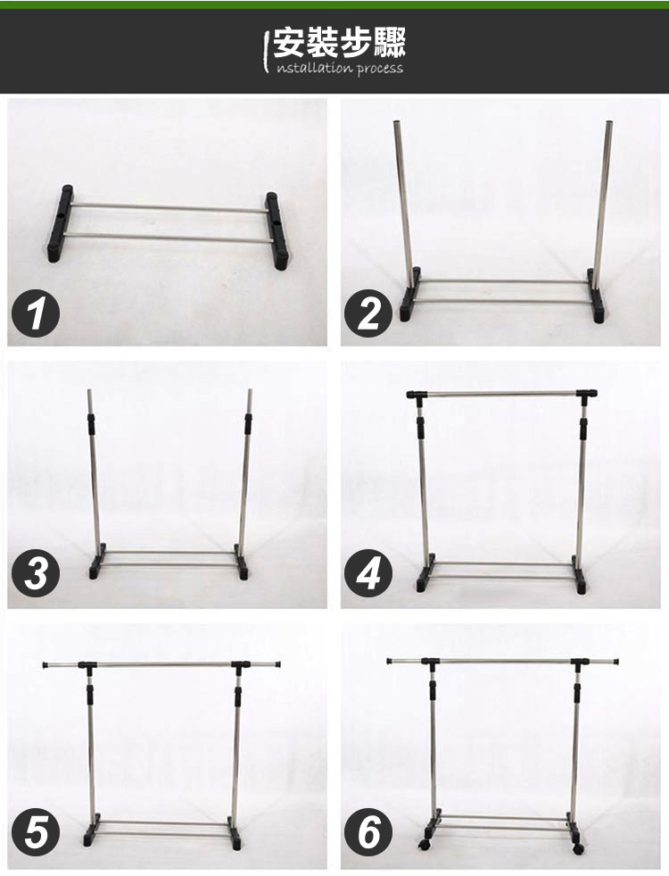 【VENCEDOR】雙桿附輪曬衣架-雙桿(伸縮 防滑剎車輪 不鏽鋼材質 防風掛扣