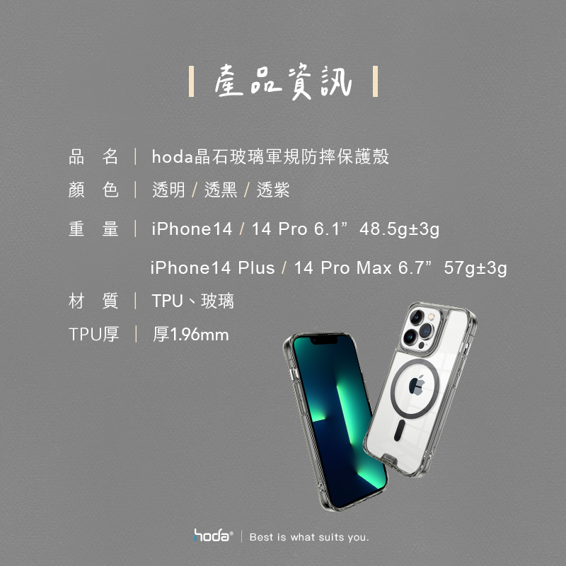【Hoda】APPLE IPHONE 14Plus晶石MagSafe軍規防摔殼