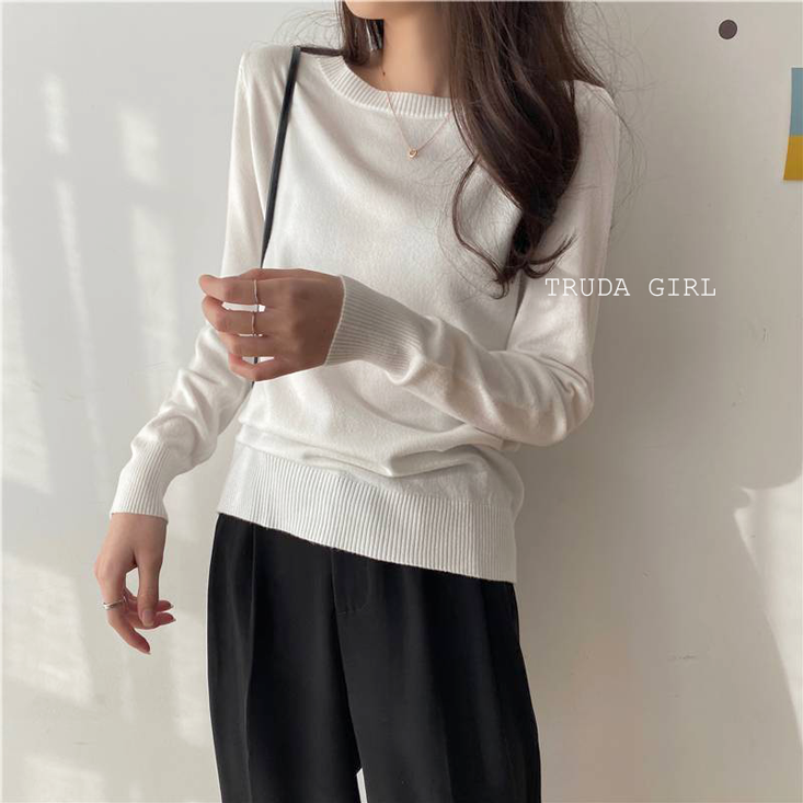 韓系百搭日常親膚保暖包心紗針織上衣 12色任選