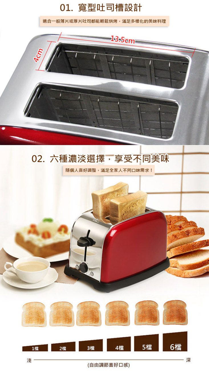       【鍋寶】厚片/薄片吐司不鏽鋼烤麵包機/火紅經典款(OV-860-D