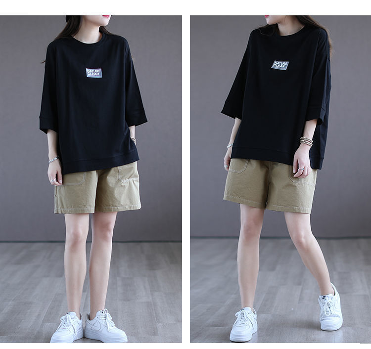 春夏休閒寬鬆修身顯瘦大碼百搭棉質上衣 L-3XL 大尺碼上衣