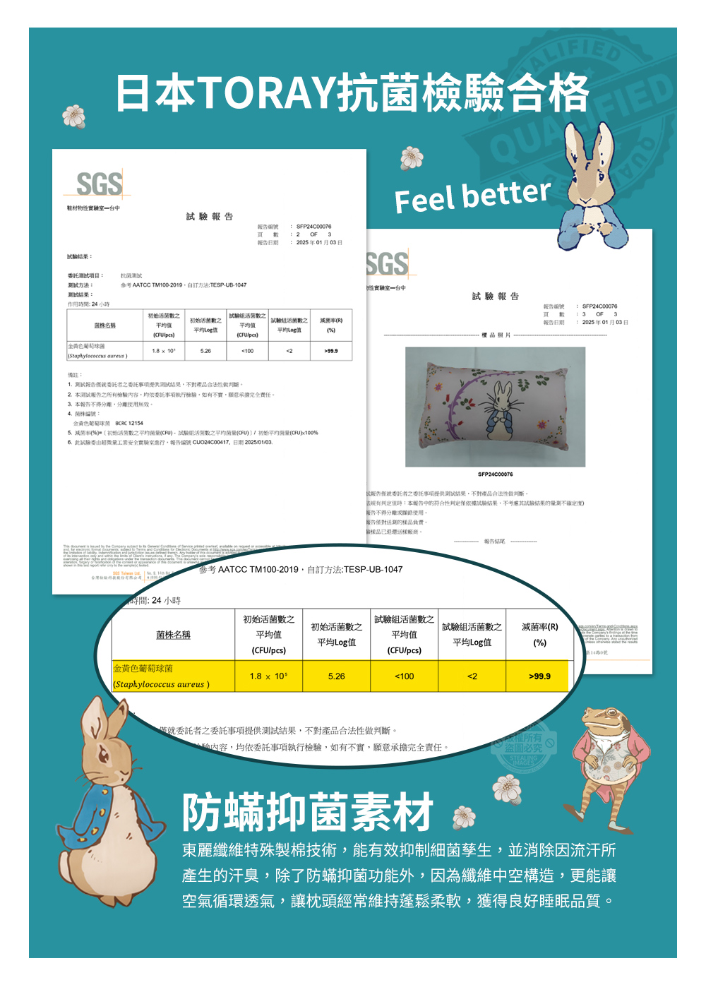 【PETER RABBIT】比得兔V&A博物館聯名抗菌枕 可水洗 台灣製造 枕頭