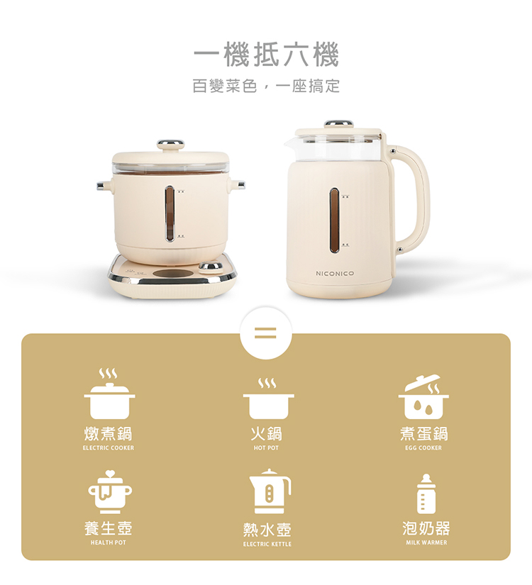 【NICONICO】樂活玻璃料理鍋組 電火鍋 美食鍋  NI-SET2313