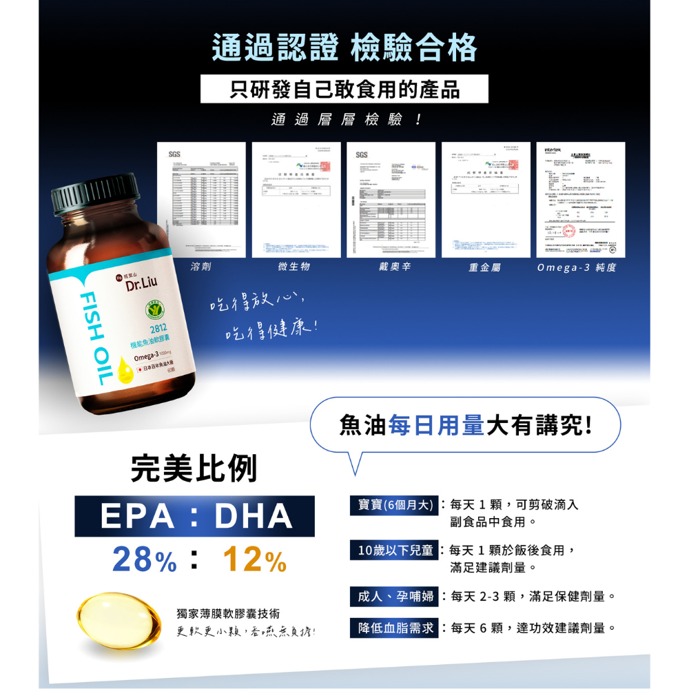 【旺萊山Dr.liu】機能魚油軟膠囊(60顆/盒) TG型 Omega DHA