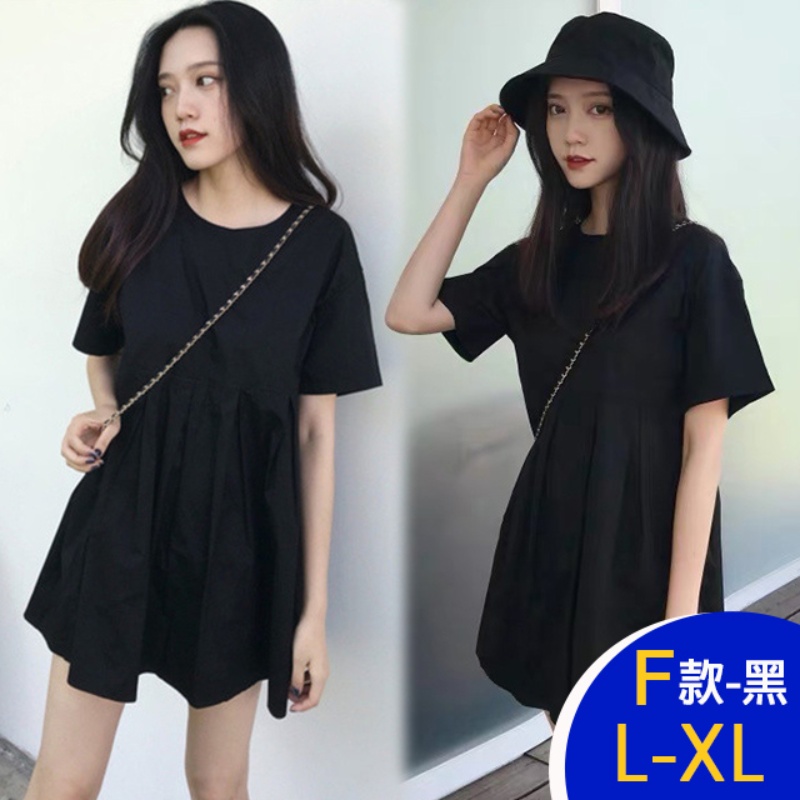 韓國時尚簡約修身顯瘦寬鬆中長洋裝 連身裙 L-4XL 多款任選