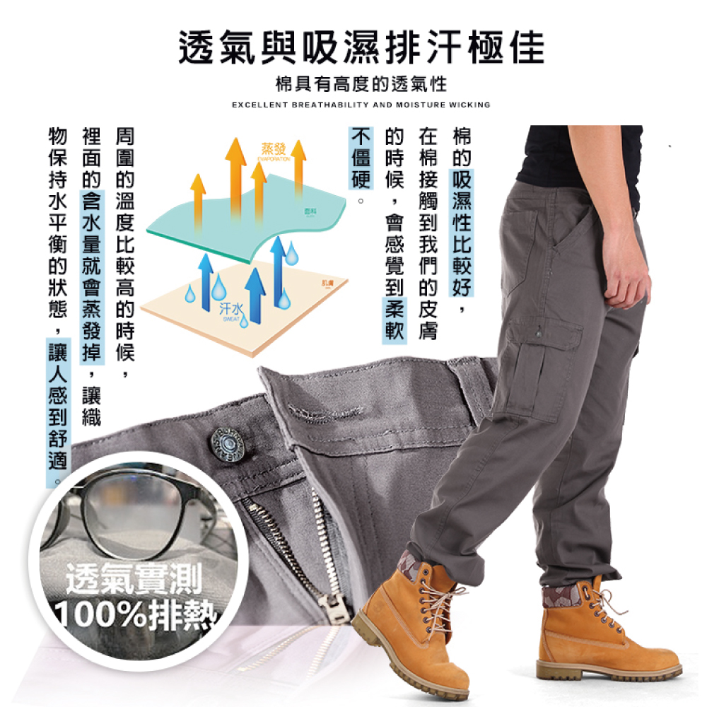 美式超彈性休閒長褲 透氣不悶工裝褲 工作褲 口袋褲 彈性褲 M-5L