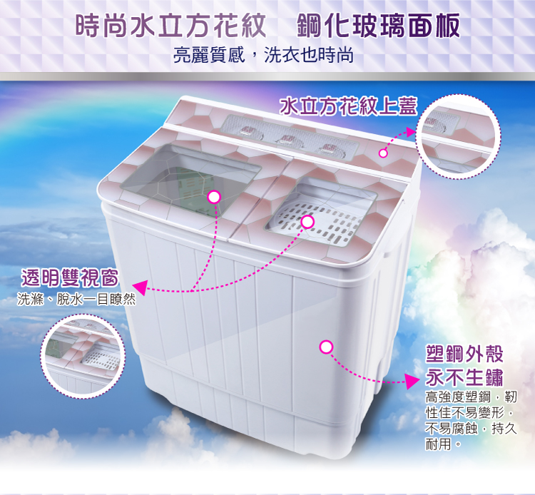 【ZANWA晶華】4.5KG定頻雙槽洗脫洗滌機/雙槽洗衣機 (琉璃金/水立方紅)