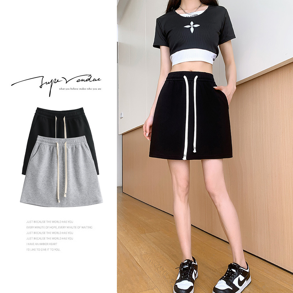 M-XL日韓氣質舒棉顯瘦休閒百搭棉裙 長裙 短裙 2款任選