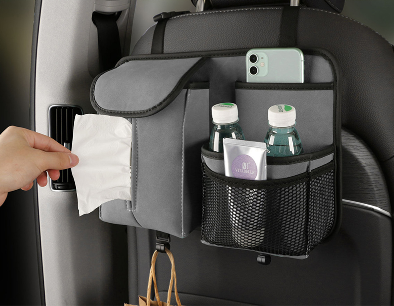 汽車羊巴皮椅背收納袋