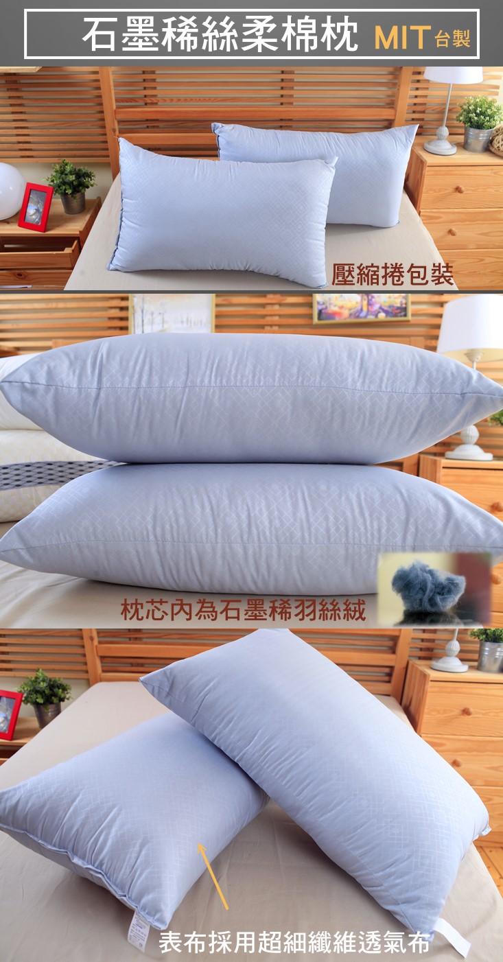MIT精製石墨稀抗菌除臭獨立筒枕系列(四款任選) 絲柔眠枕頭 遠紅外線