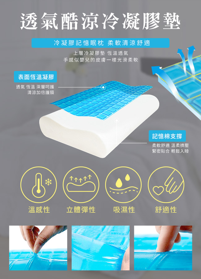       【Hilton 希爾頓】酷涼科技冷凝長效好眠記憶枕/人體工學記憶枕