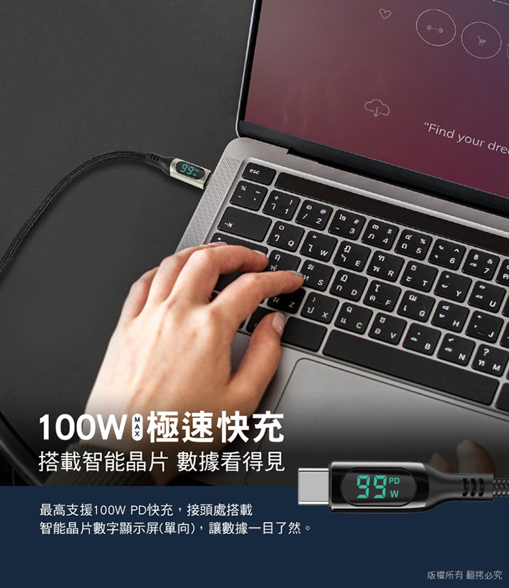 PD100W 雙Type-C快速充電線(基本款/數據款)