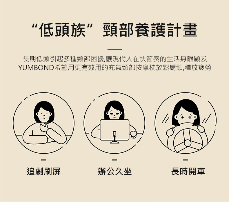 【YUMBO】頸部按摩器 3D按摩頭/充氣按摩枕/U型肩頸按摩/USB充電