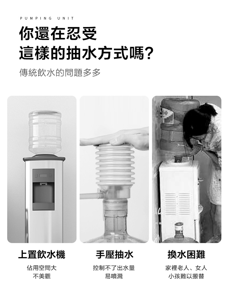       【YUNMI】家用桶裝水智能折疊抽水器 定量壓水抽水機 USB充電